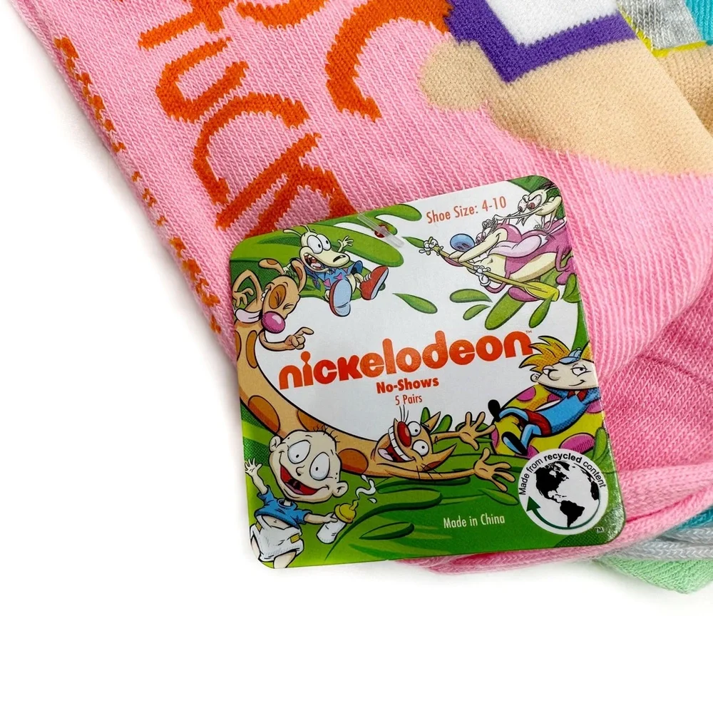 Nickelodeon Womens No Show Socks Rugrats Hey Arnold 5 Pairs Retro 90s Fun Gift